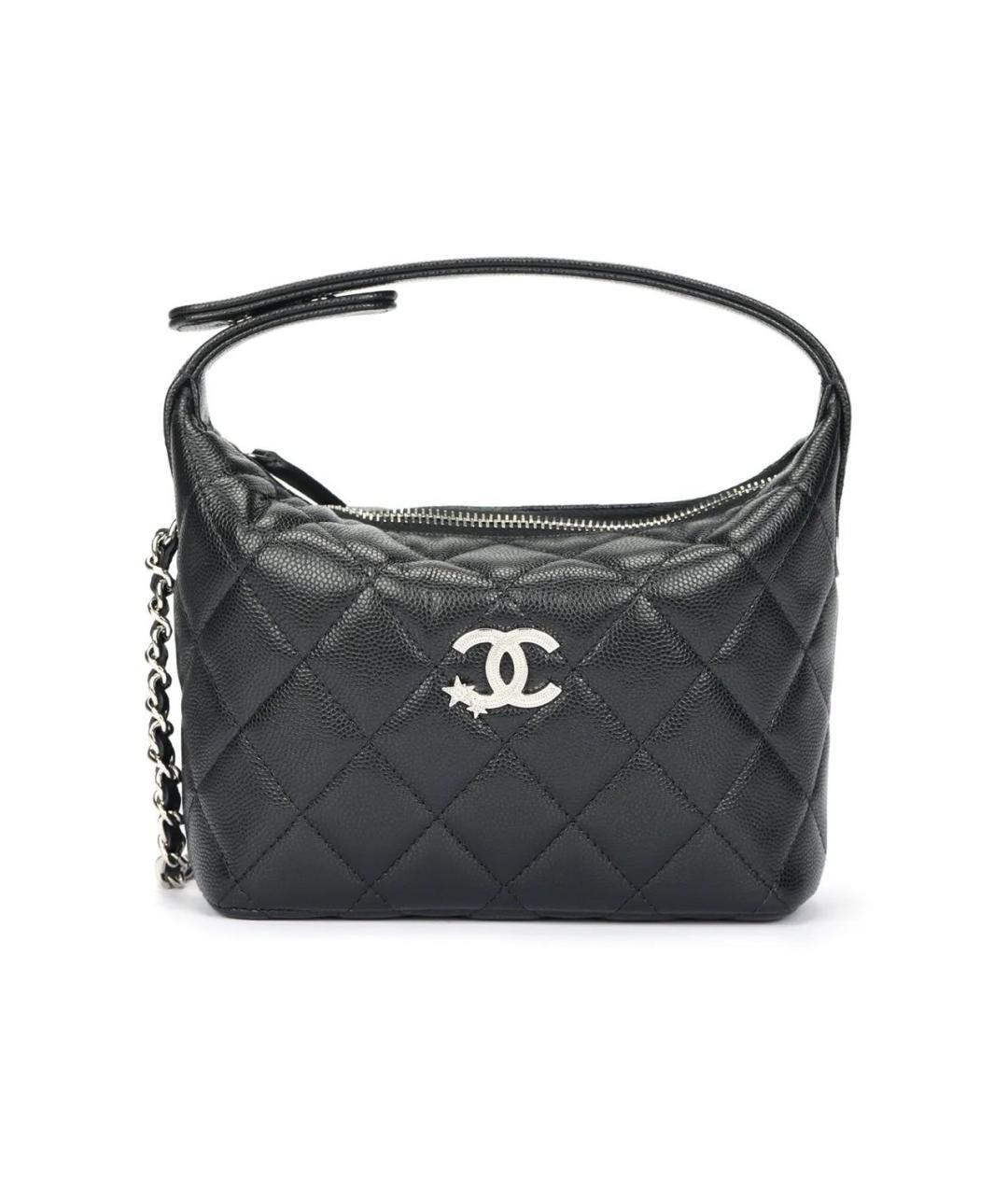 CHANEL Черная кожаная сумка с короткими ручками, фото 10