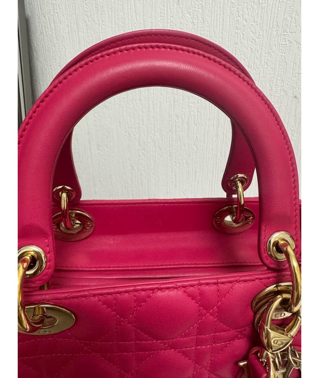 CHRISTIAN DIOR Розовая кожаная сумка через плечо, фото 3