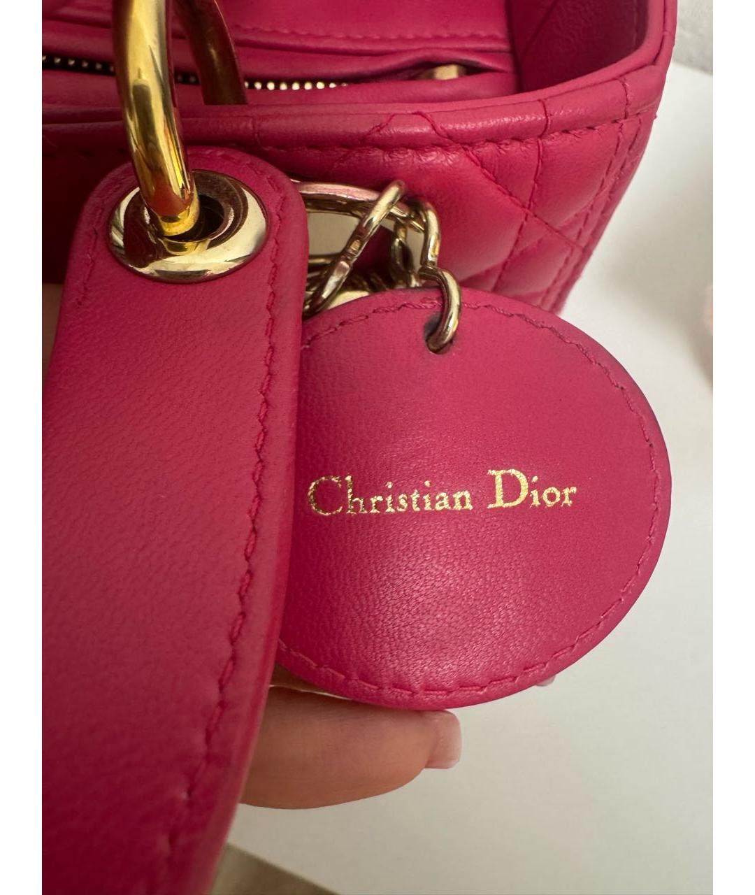 CHRISTIAN DIOR Розовая кожаная сумка через плечо, фото 6