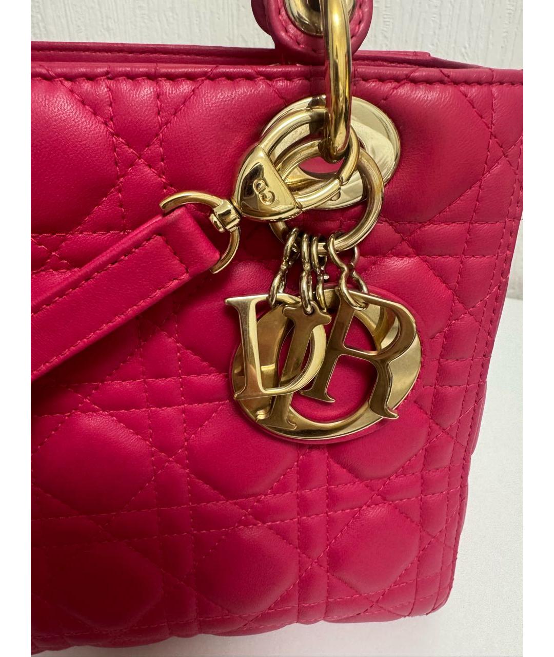 CHRISTIAN DIOR Розовая кожаная сумка через плечо, фото 2