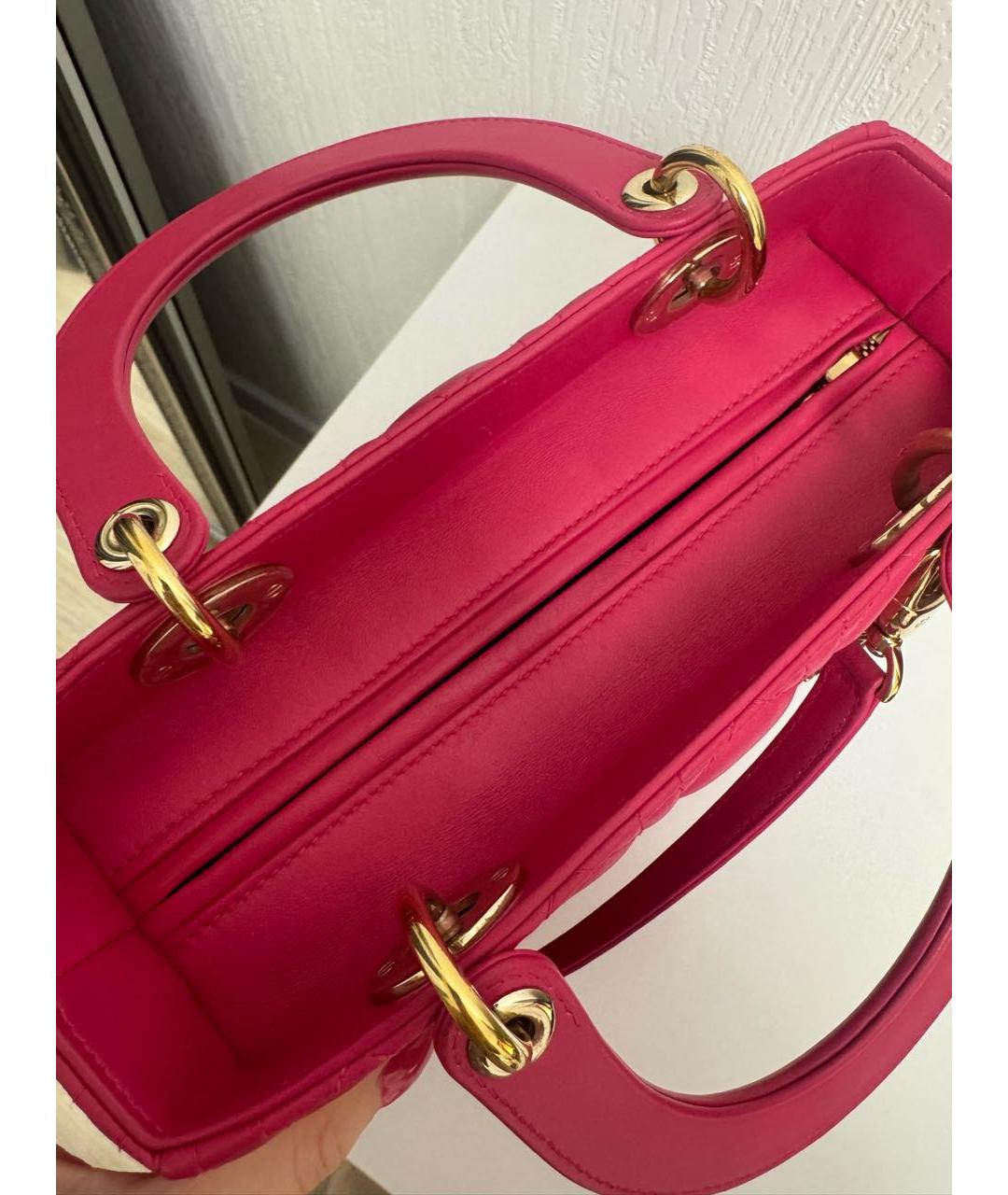 CHRISTIAN DIOR Розовая кожаная сумка через плечо, фото 4