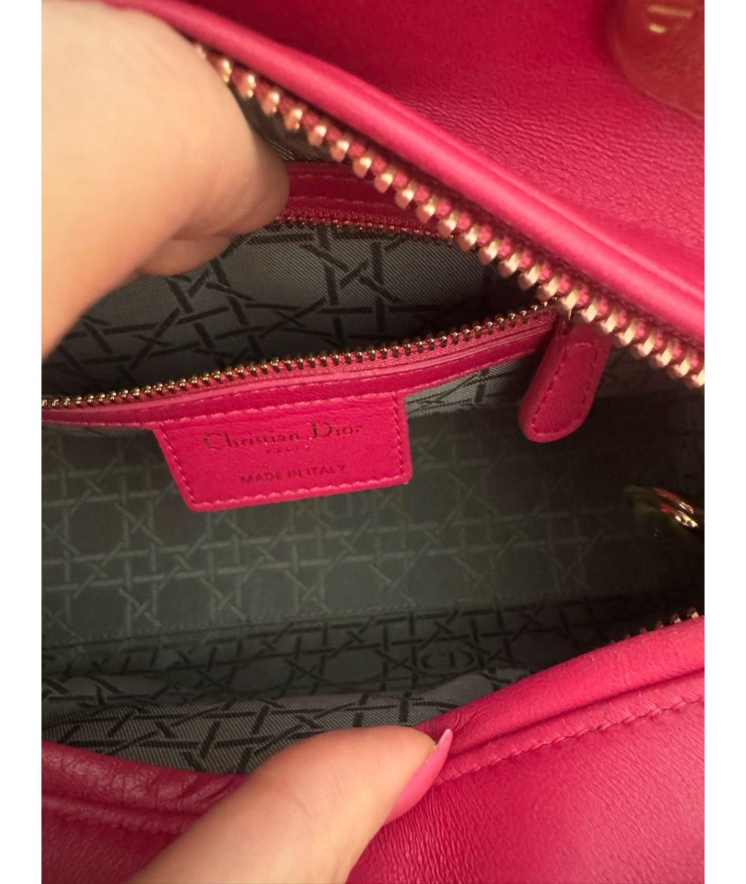 CHRISTIAN DIOR Розовая кожаная сумка через плечо, фото 7