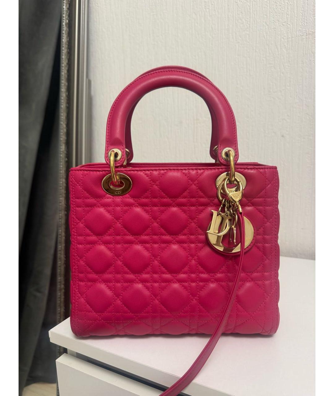 CHRISTIAN DIOR Розовая кожаная сумка через плечо, фото 9