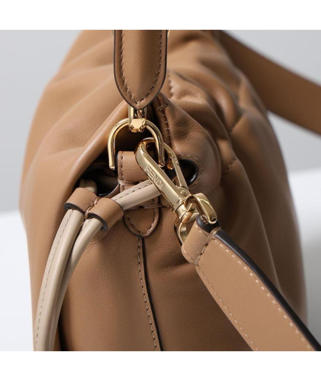 FENDI Бежевая кожаная сумка через плечо, фото 5