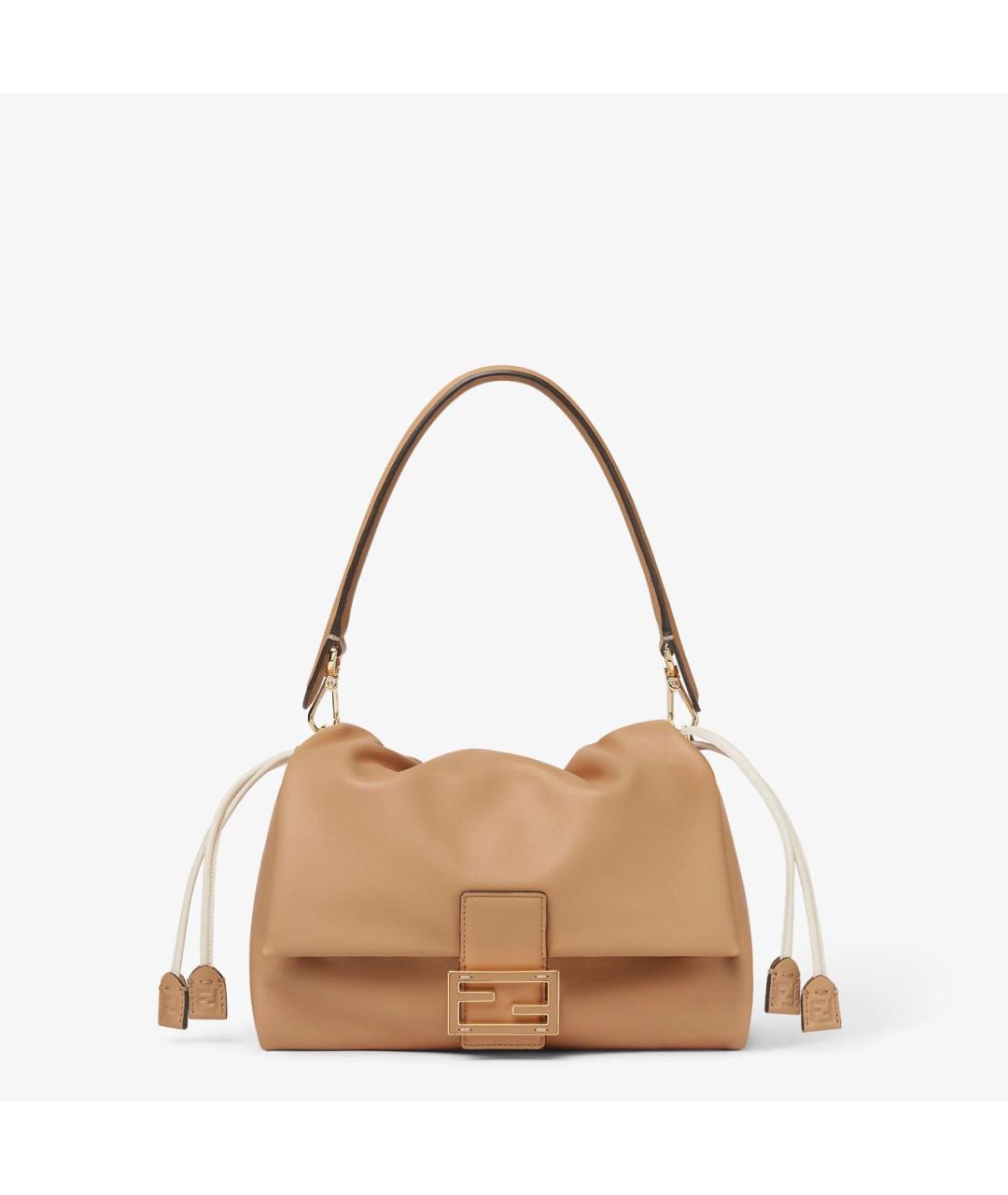 FENDI Бежевая кожаная сумка через плечо, фото 1