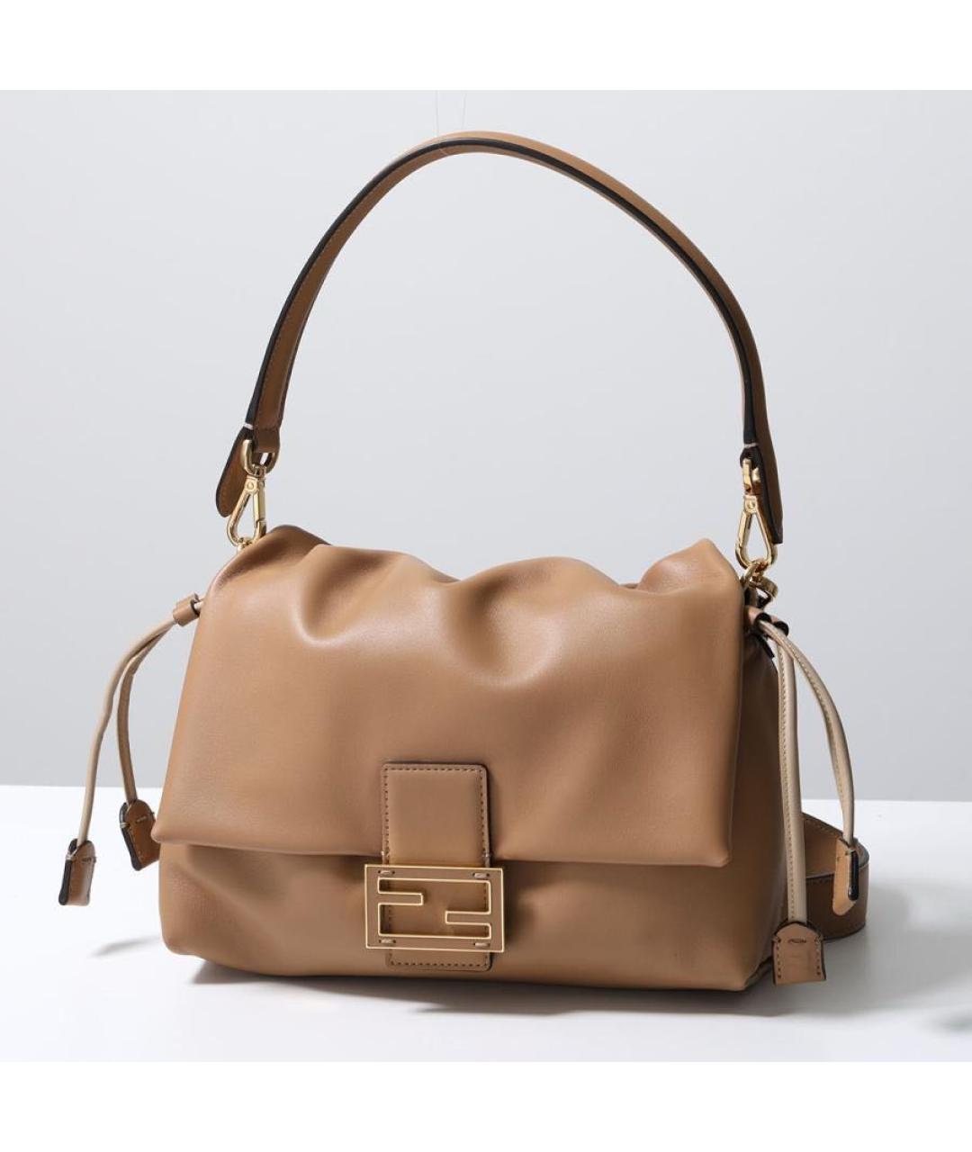 FENDI Бежевая кожаная сумка через плечо, фото 2