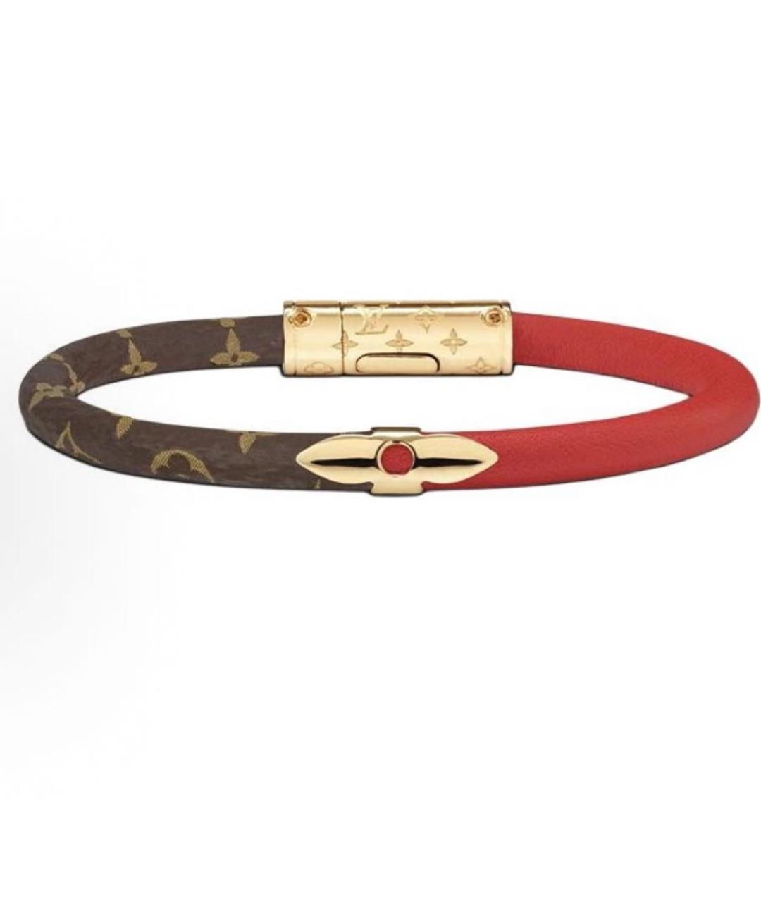 LOUIS VUITTON Красный кожаный браслет, фото 4