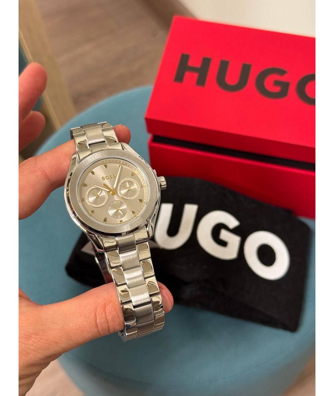 HUGO Серебряные металлические часы, фото 2