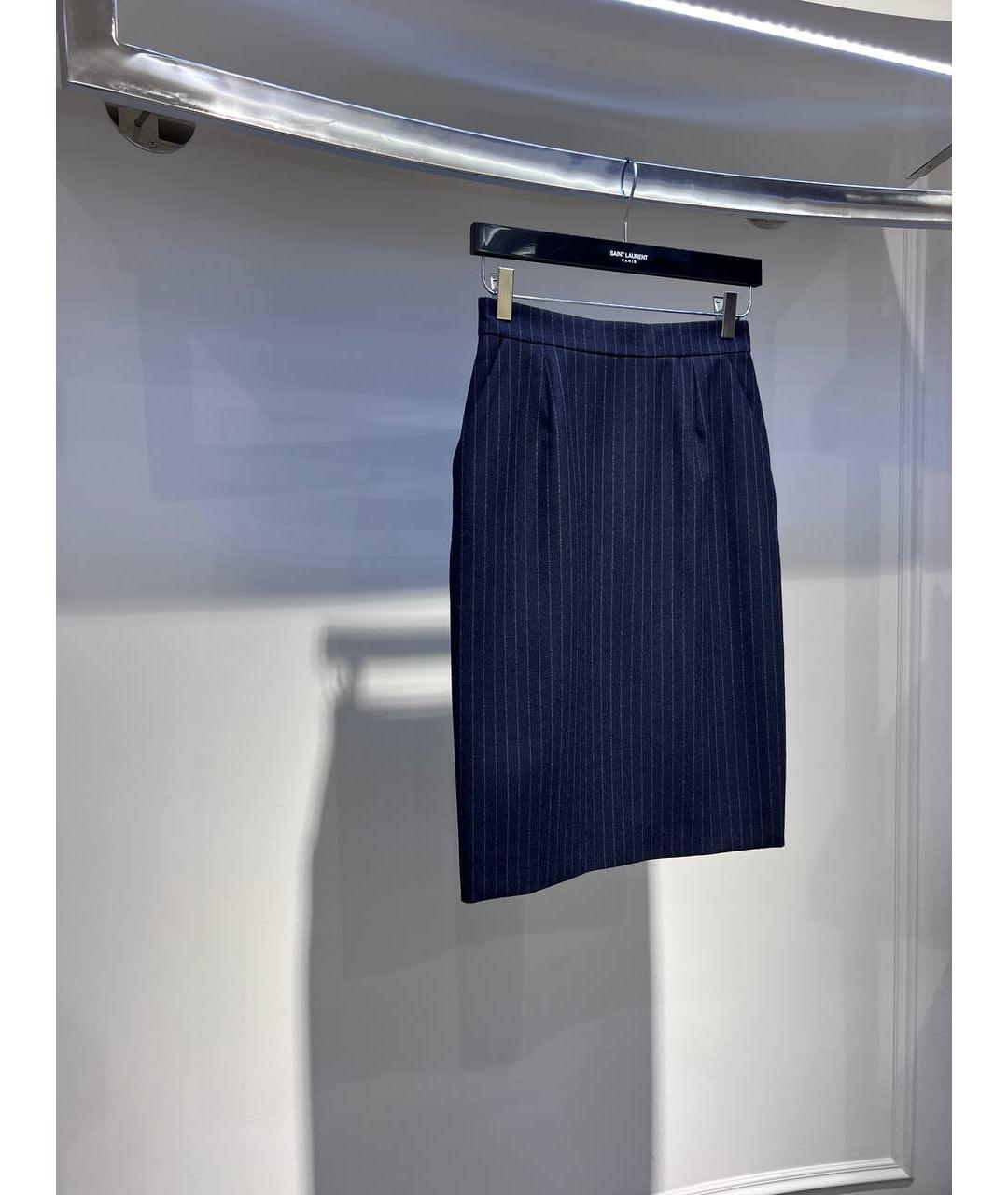 SAINT LAURENT Темно-синяя юбка миди, фото 2