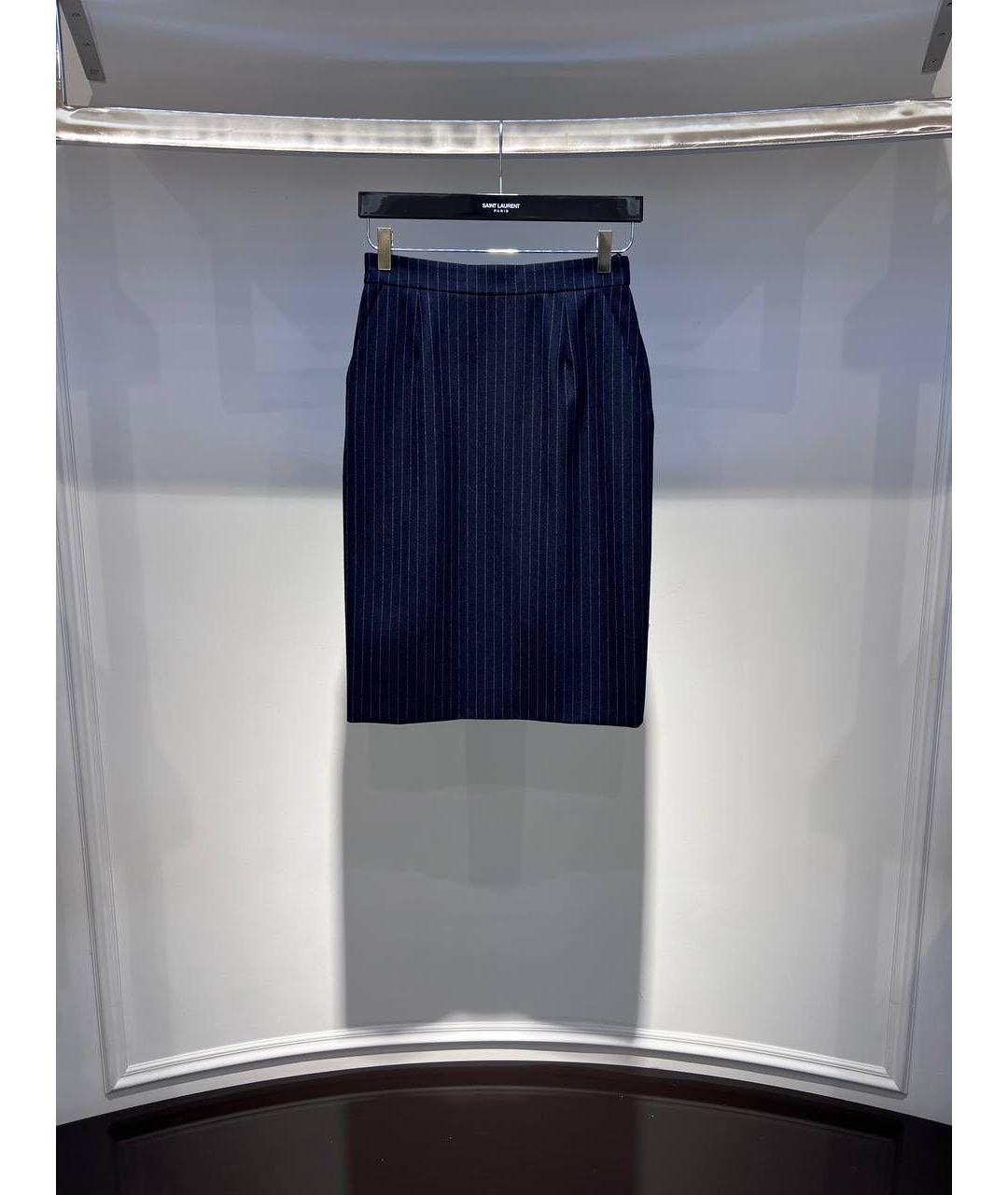 SAINT LAURENT Темно-синяя юбка миди, фото 4