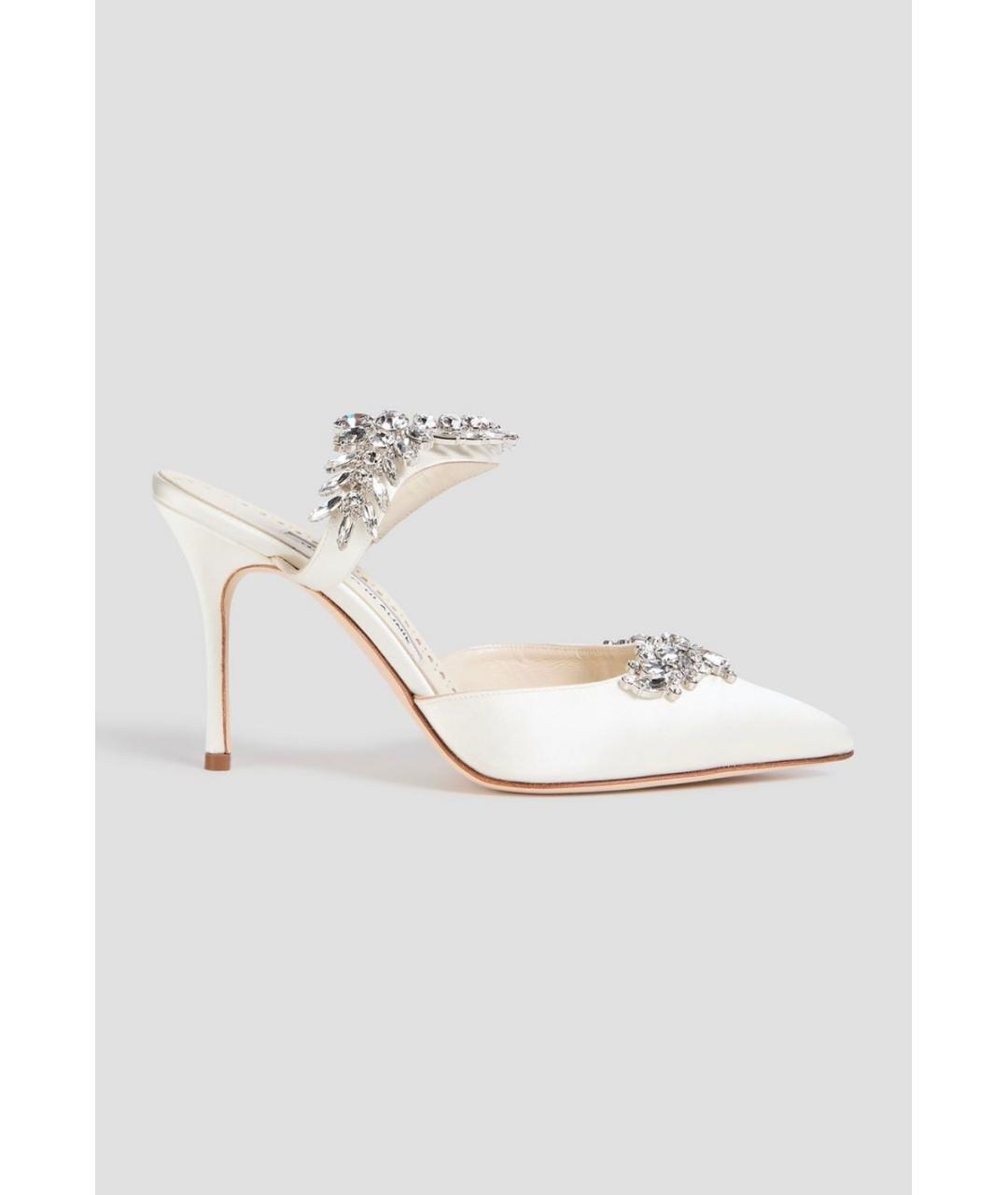 MANOLO BLAHNIK Белые текстильные мюли, фото 4