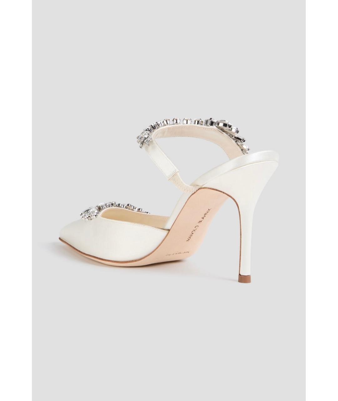 MANOLO BLAHNIK Белые текстильные мюли, фото 3