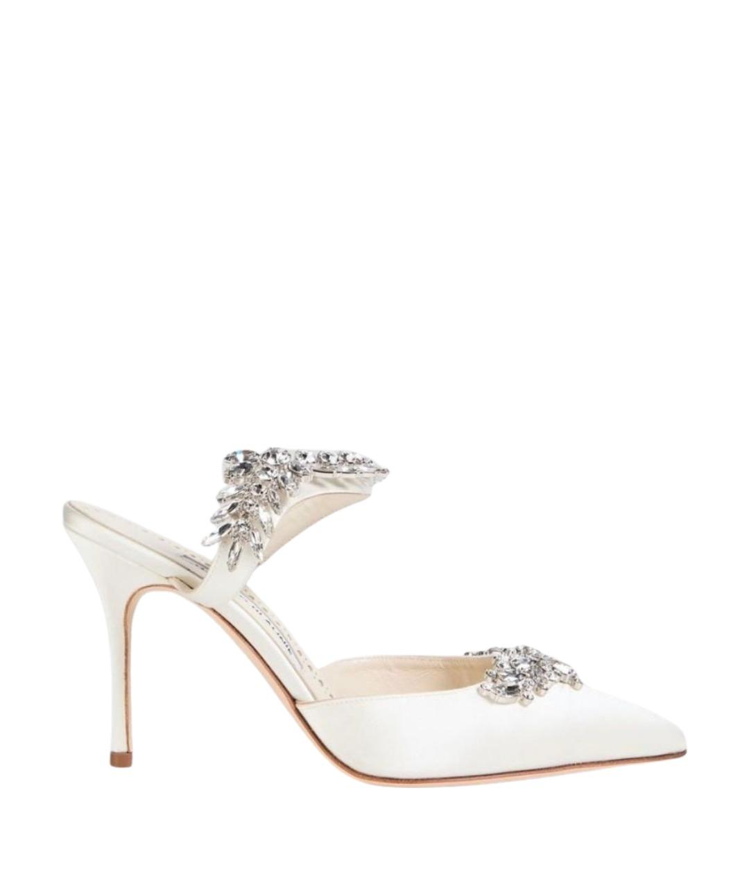 MANOLO BLAHNIK Белые текстильные мюли, фото 1