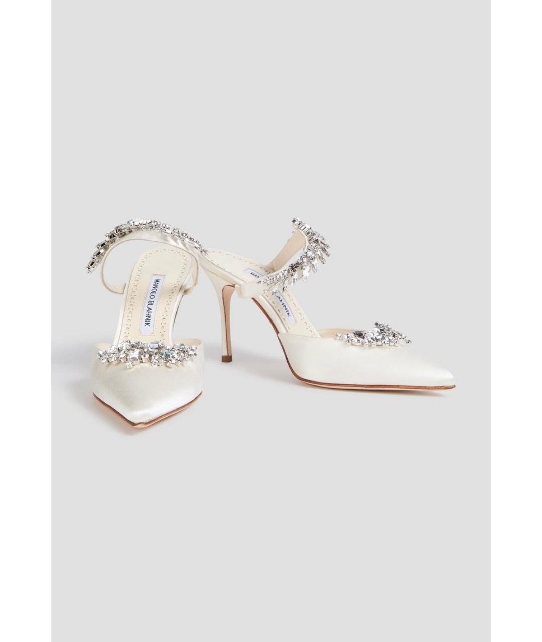 MANOLO BLAHNIK Белые текстильные мюли, фото 2