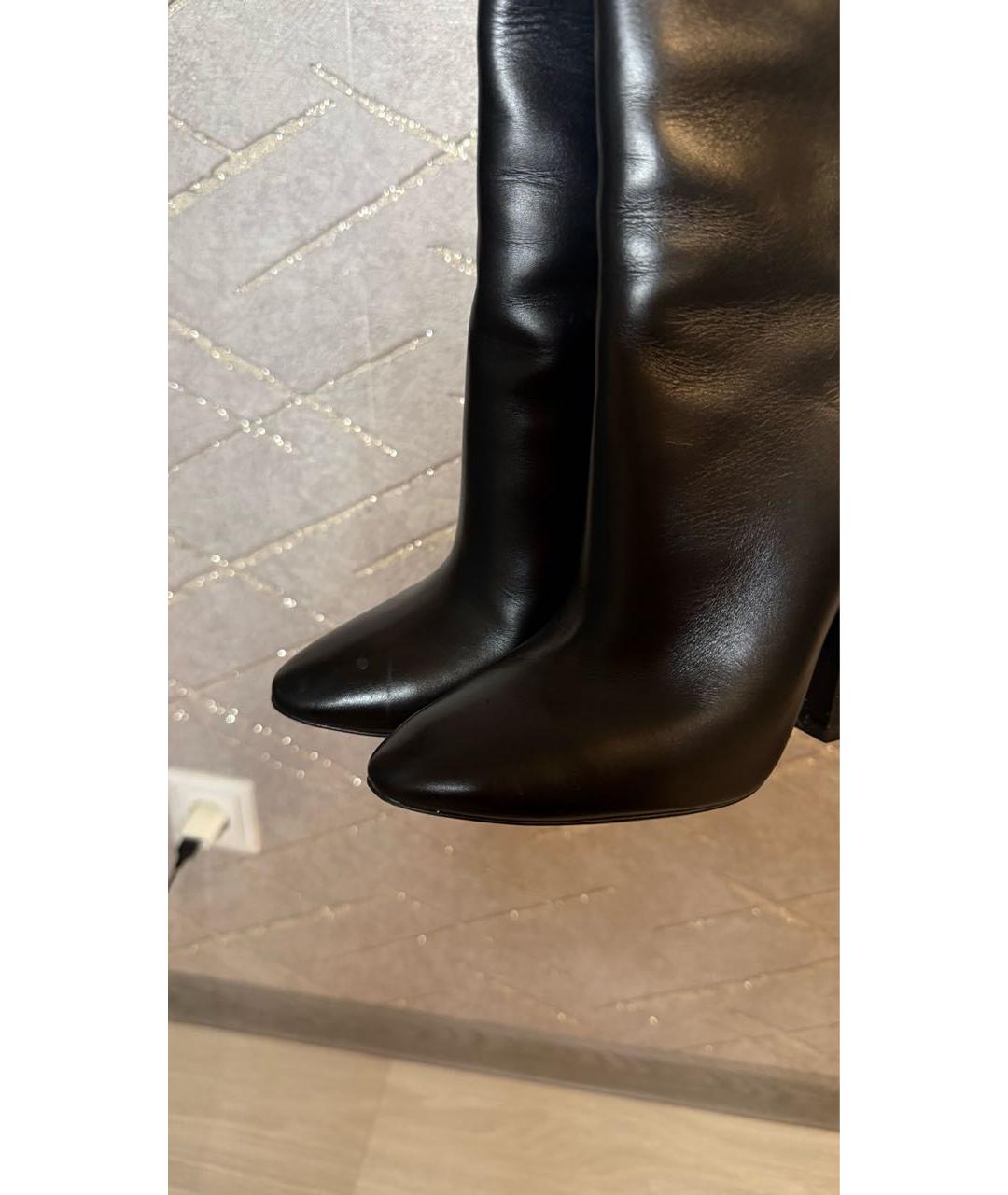 SAINT LAURENT Черные кожаные сапоги, фото 2