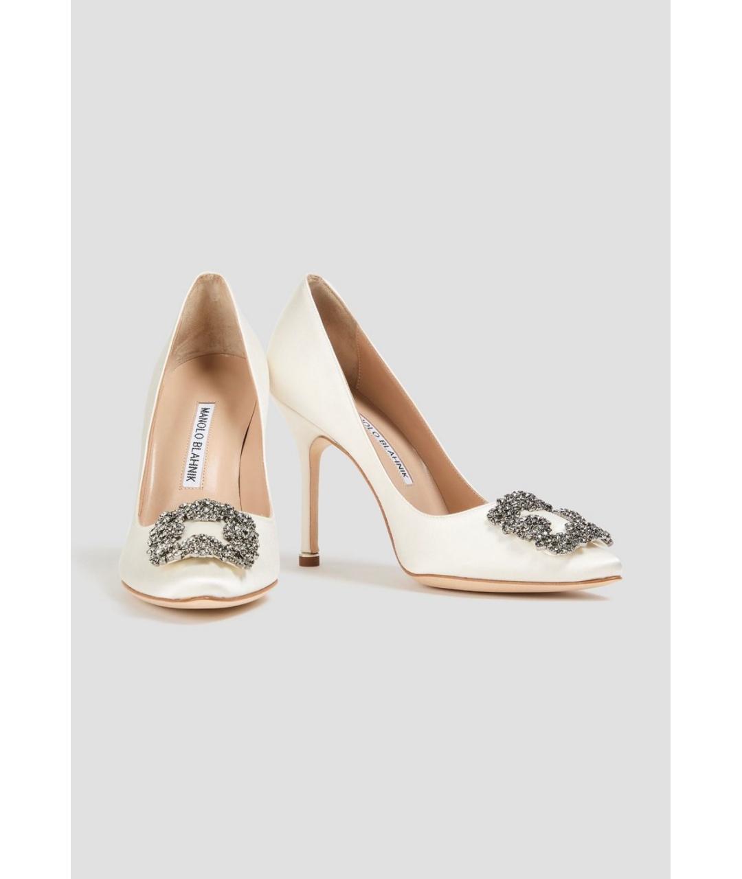 MANOLO BLAHNIK Белые текстильные туфли, фото 2