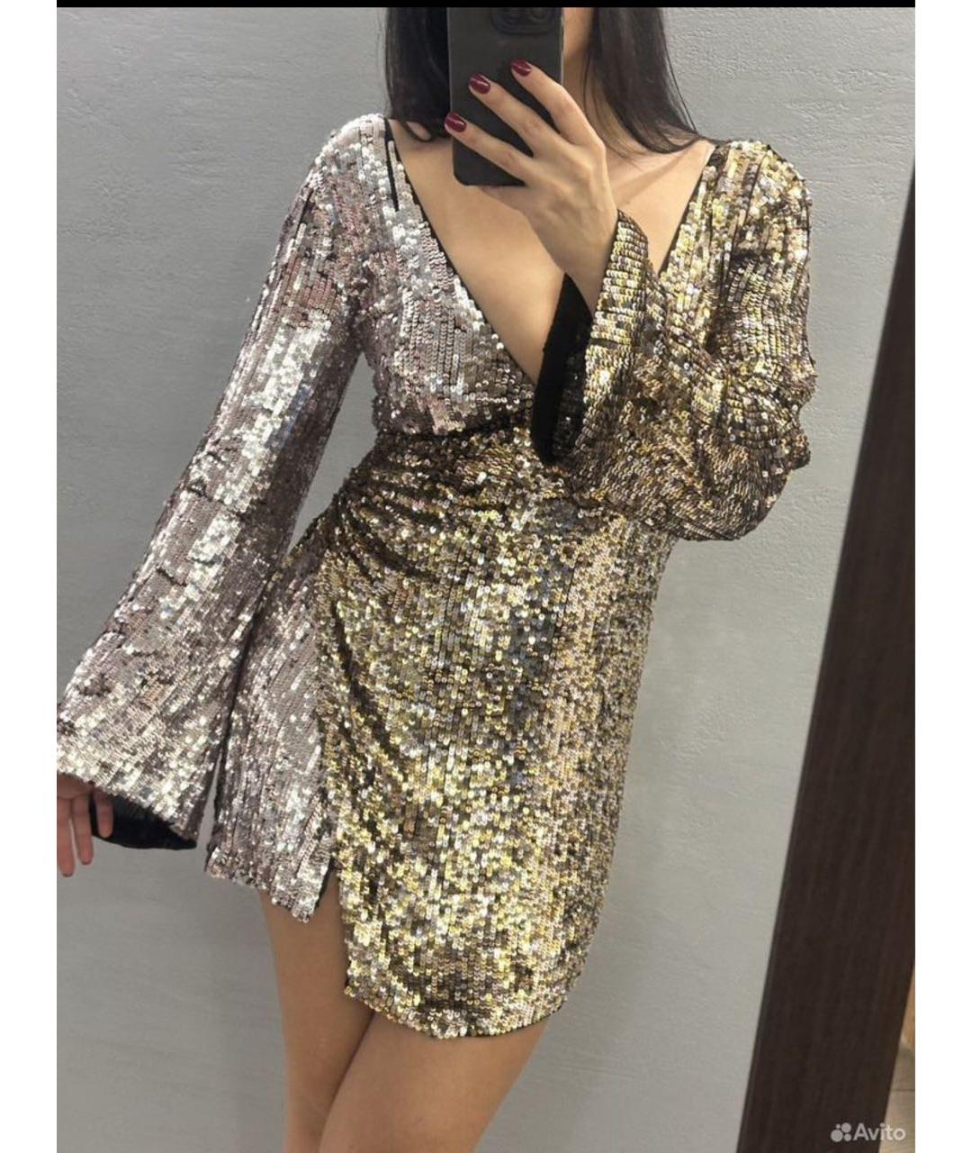 PINKO Серебряное вискозное коктейльное платье, фото 4