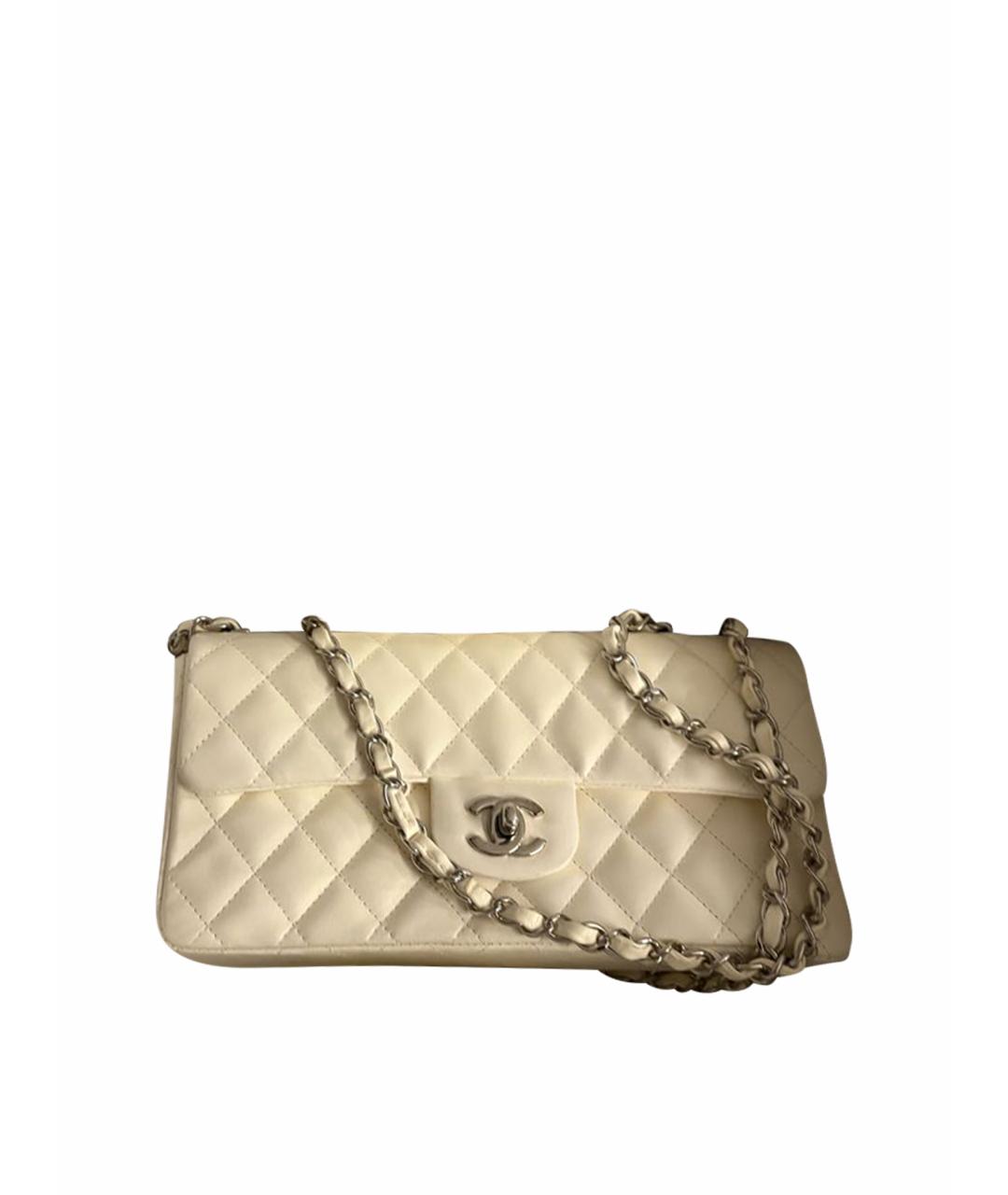 CHANEL Белая кожаная сумка через плечо, фото 9