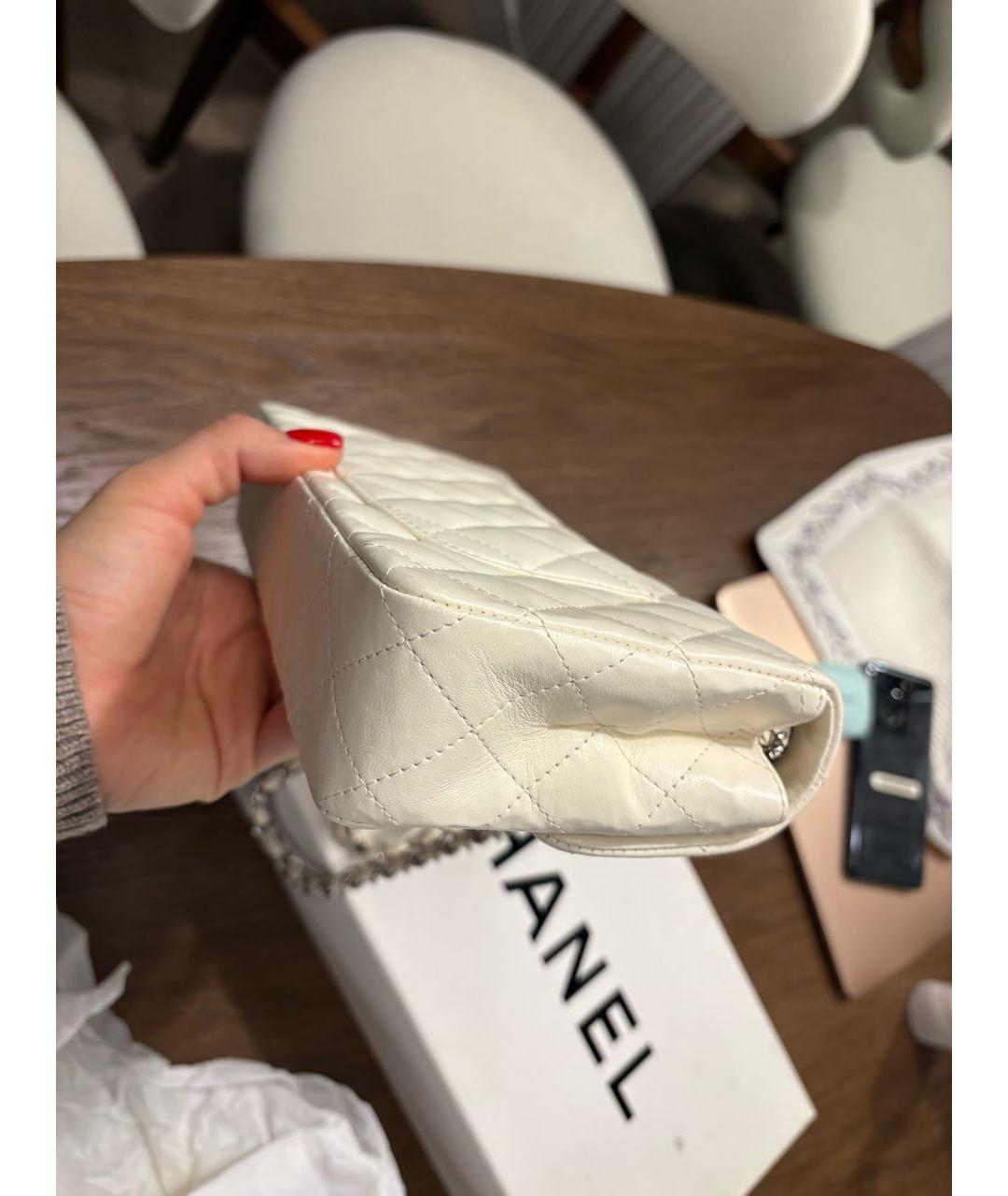 CHANEL Белая кожаная сумка через плечо, фото 6