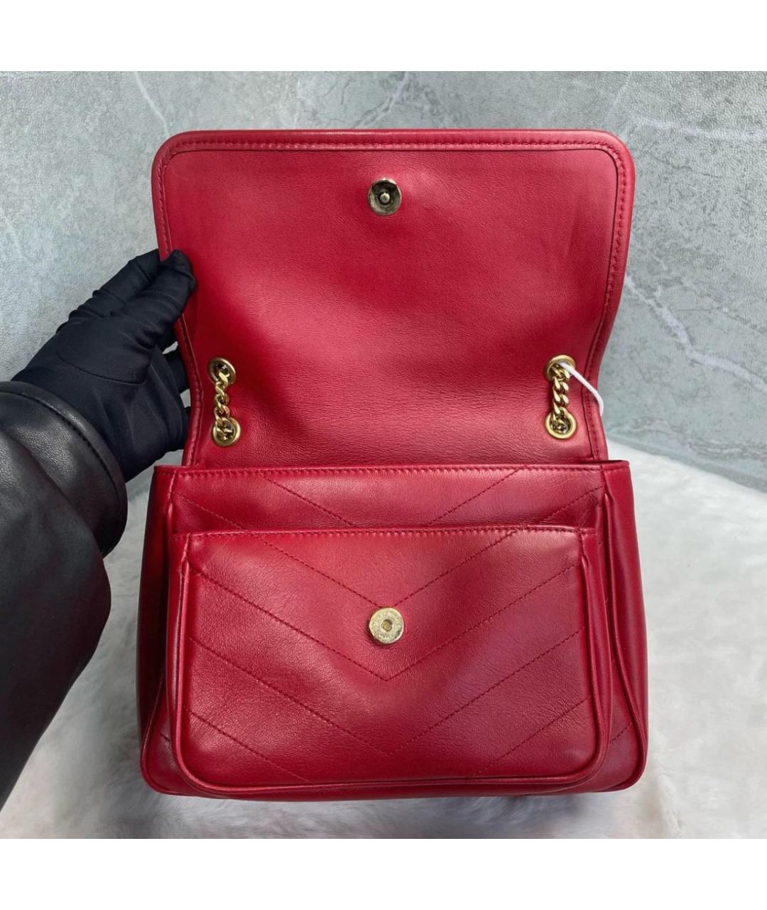 SAINT LAURENT Красная кожаная сумка через плечо, фото 4