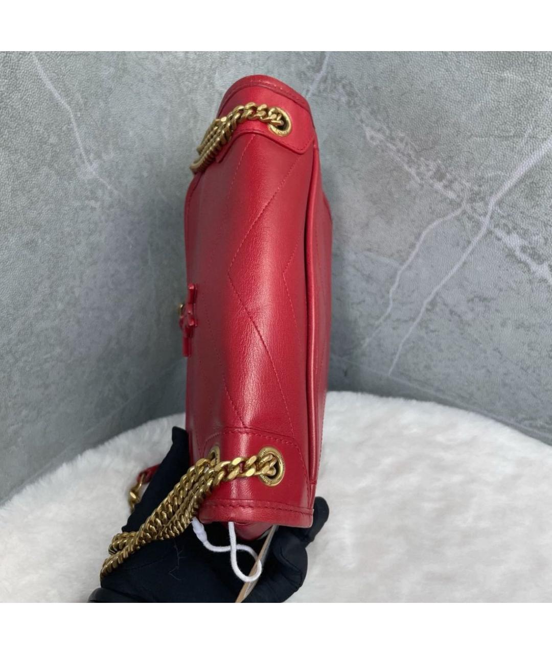 SAINT LAURENT Красная кожаная сумка через плечо, фото 5