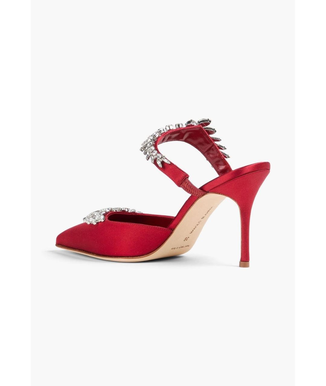 MANOLO BLAHNIK Красные текстильные мюли, фото 4