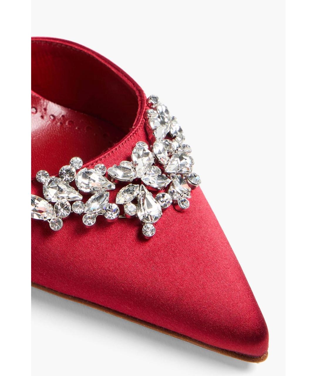 MANOLO BLAHNIK Красные текстильные мюли, фото 3