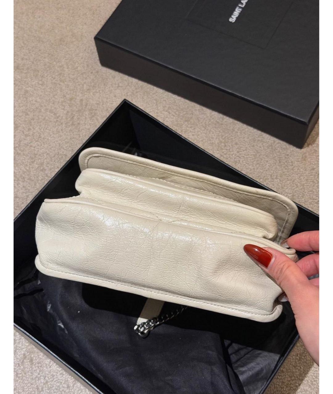 SAINT LAURENT Белая кожаная сумка через плечо, фото 8