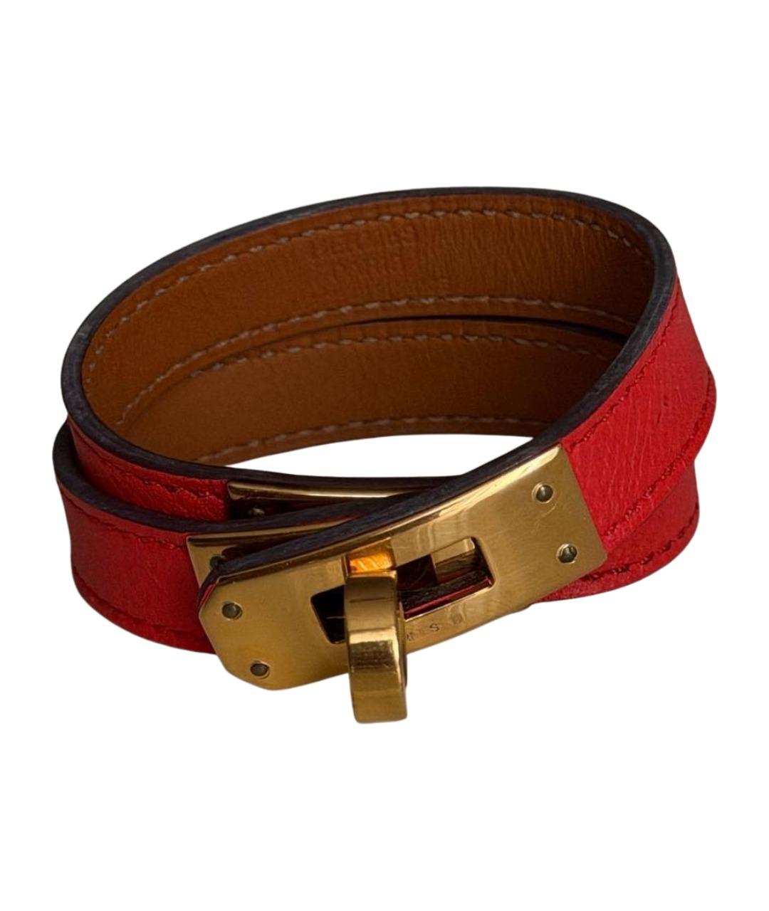 HERMES Оранжевый кожаный браслет, фото 1