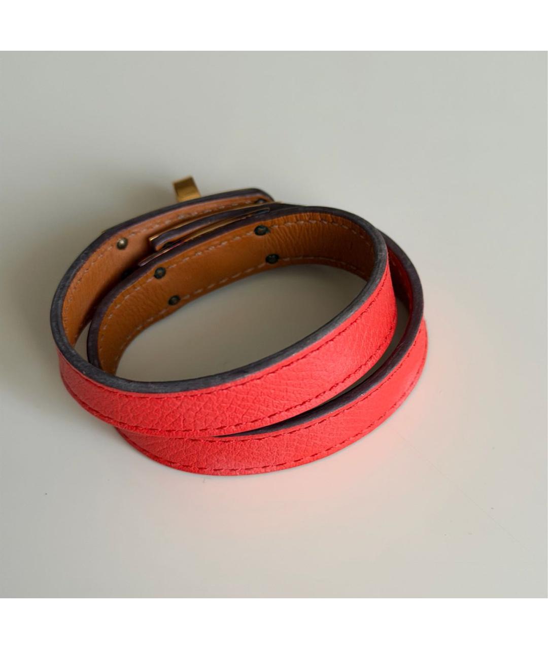 HERMES Оранжевый кожаный браслет, фото 3