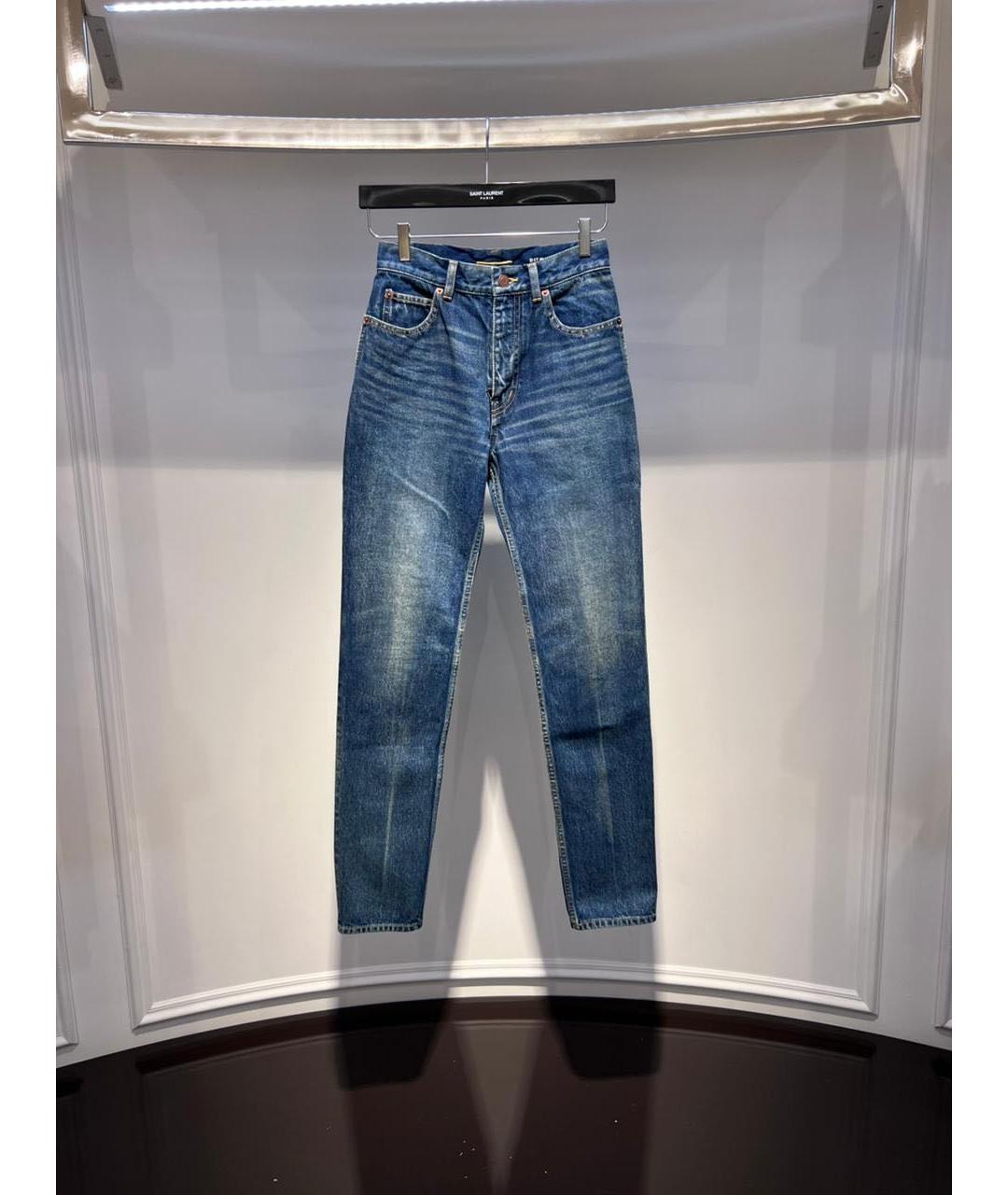 SAINT LAURENT Синие хлопковые джинсы слим, фото 4