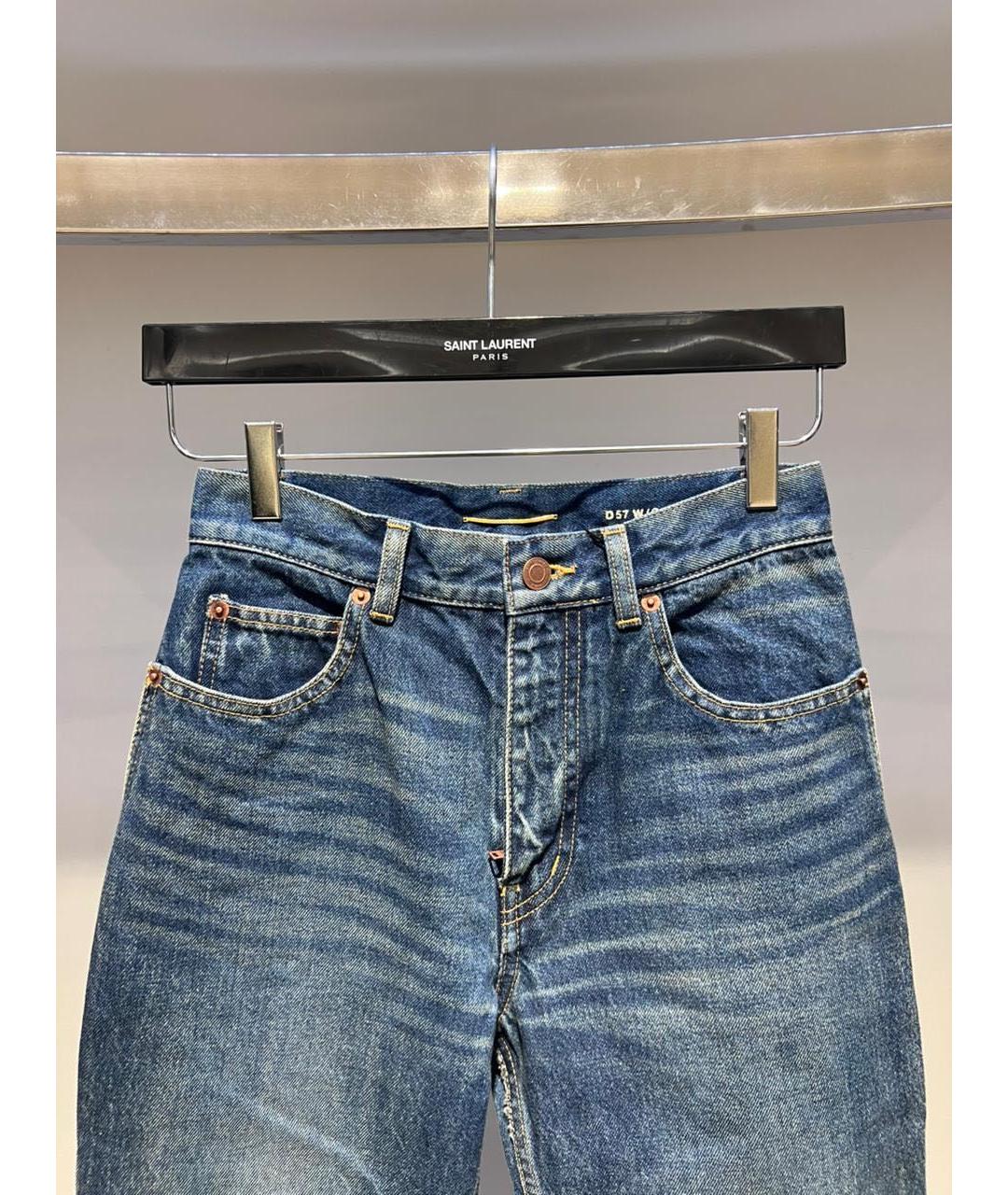SAINT LAURENT Синие хлопковые джинсы слим, фото 3
