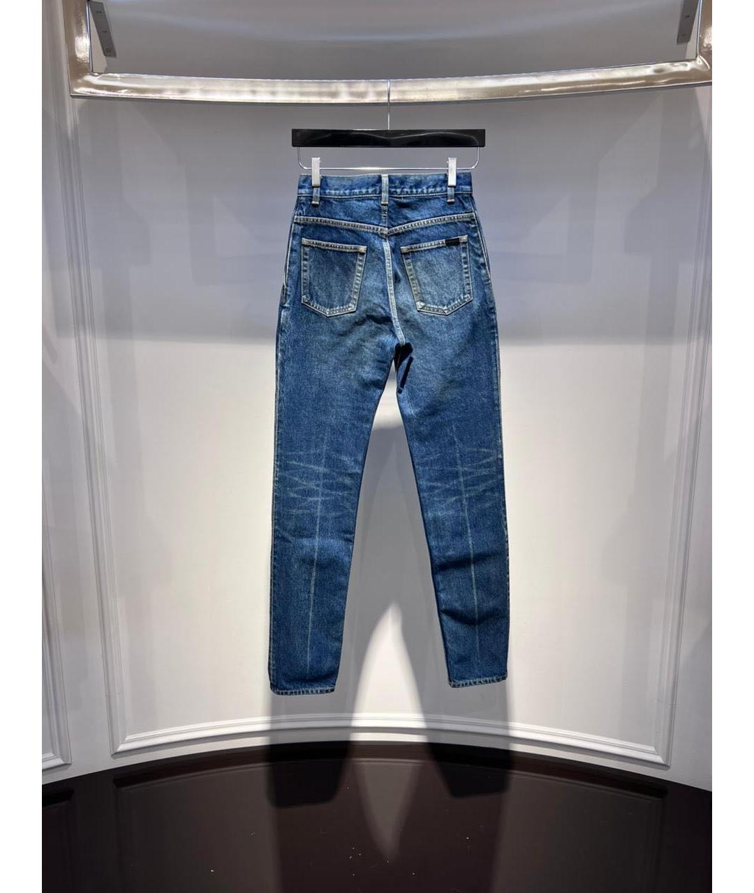 SAINT LAURENT Синие хлопковые джинсы слим, фото 2