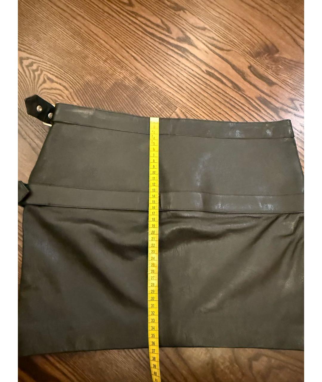 SAINT LAURENT Черная кожаная юбка мини, фото 6