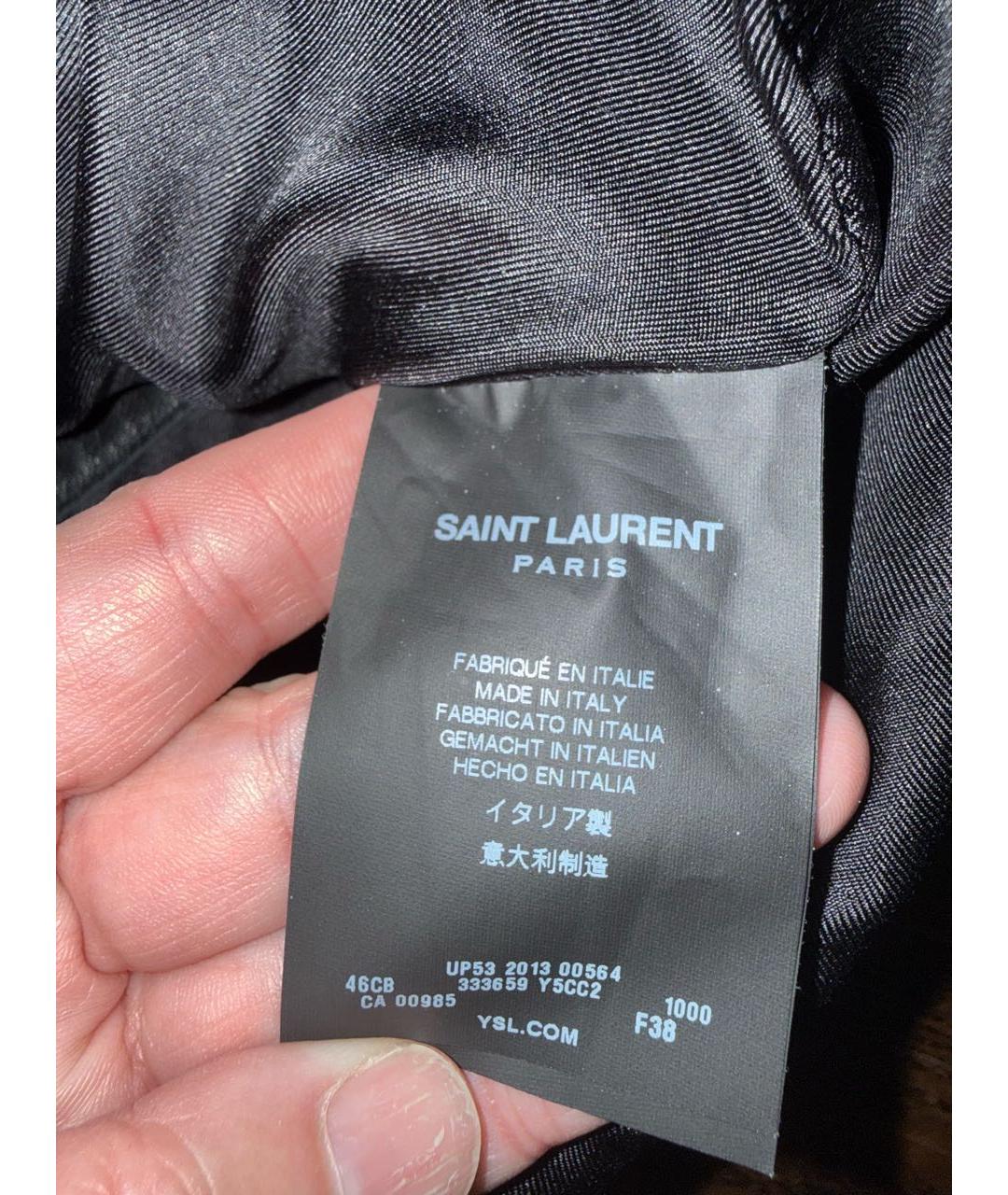 SAINT LAURENT Черная кожаная юбка мини, фото 3