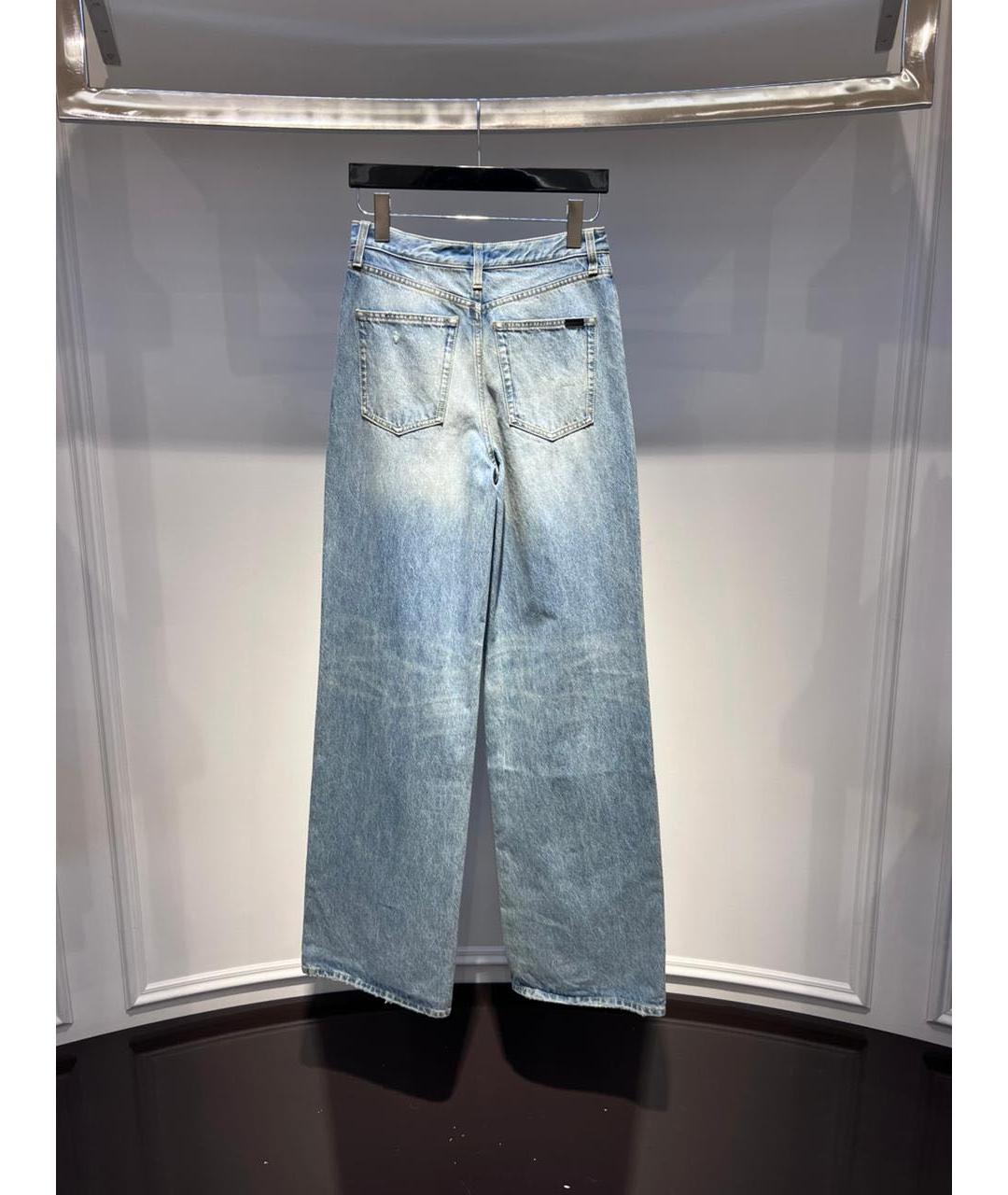 SAINT LAURENT Голубые хлопковые джинсы клеш, фото 2
