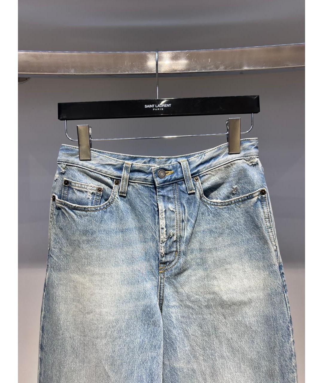 SAINT LAURENT Голубые хлопковые джинсы клеш, фото 3