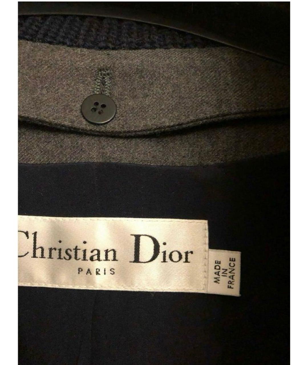 CHRISTIAN DIOR Серое шерстяное пальто, фото 3