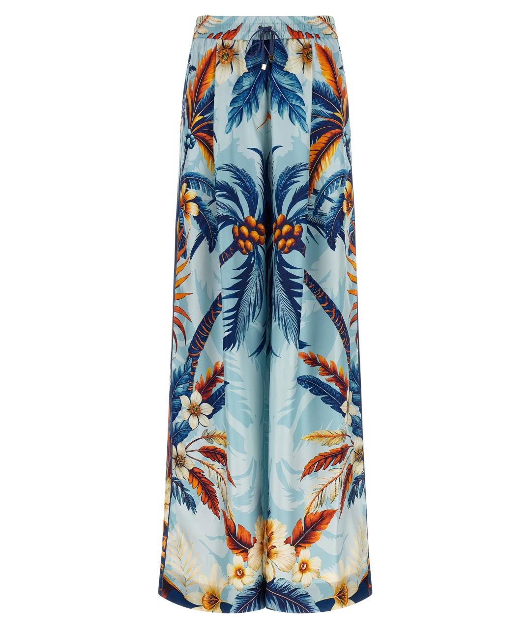 F.R.S FOR RESTLESS SLEEPERS Голубые шелковые прямые брюки, фото 1