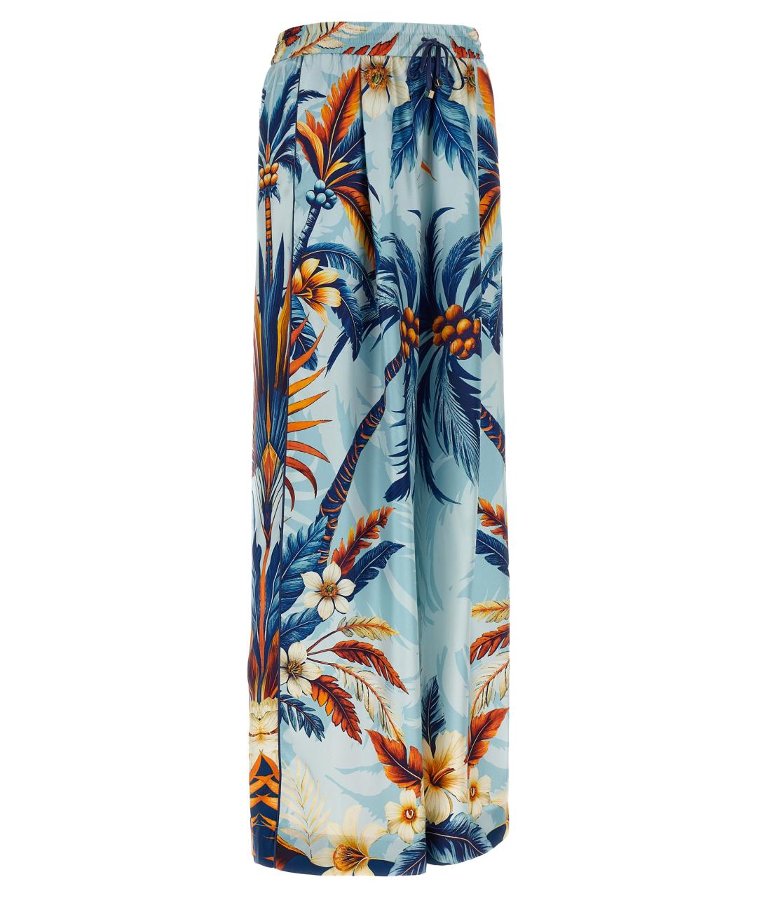 F.R.S FOR RESTLESS SLEEPERS Голубые шелковые прямые брюки, фото 3