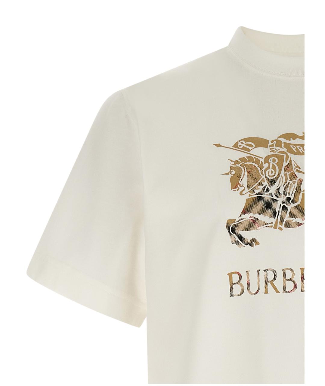 BURBERRY Белая хлопковая футболка, фото 3