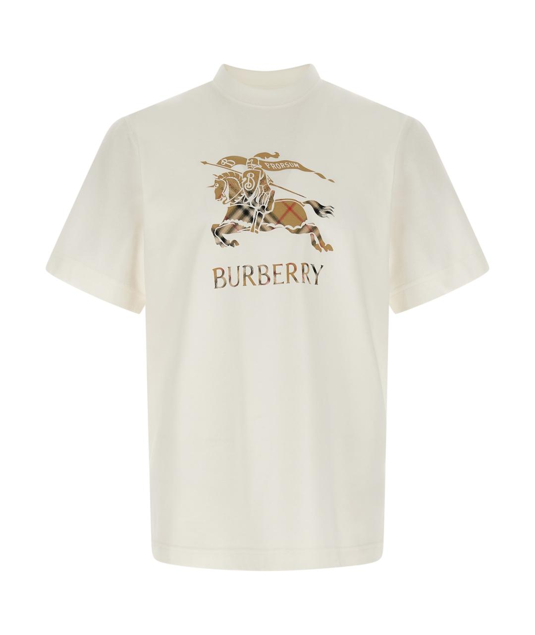 BURBERRY Белая хлопковая футболка, фото 1