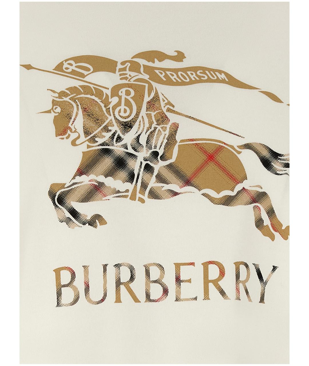 BURBERRY Белая хлопковая футболка, фото 4