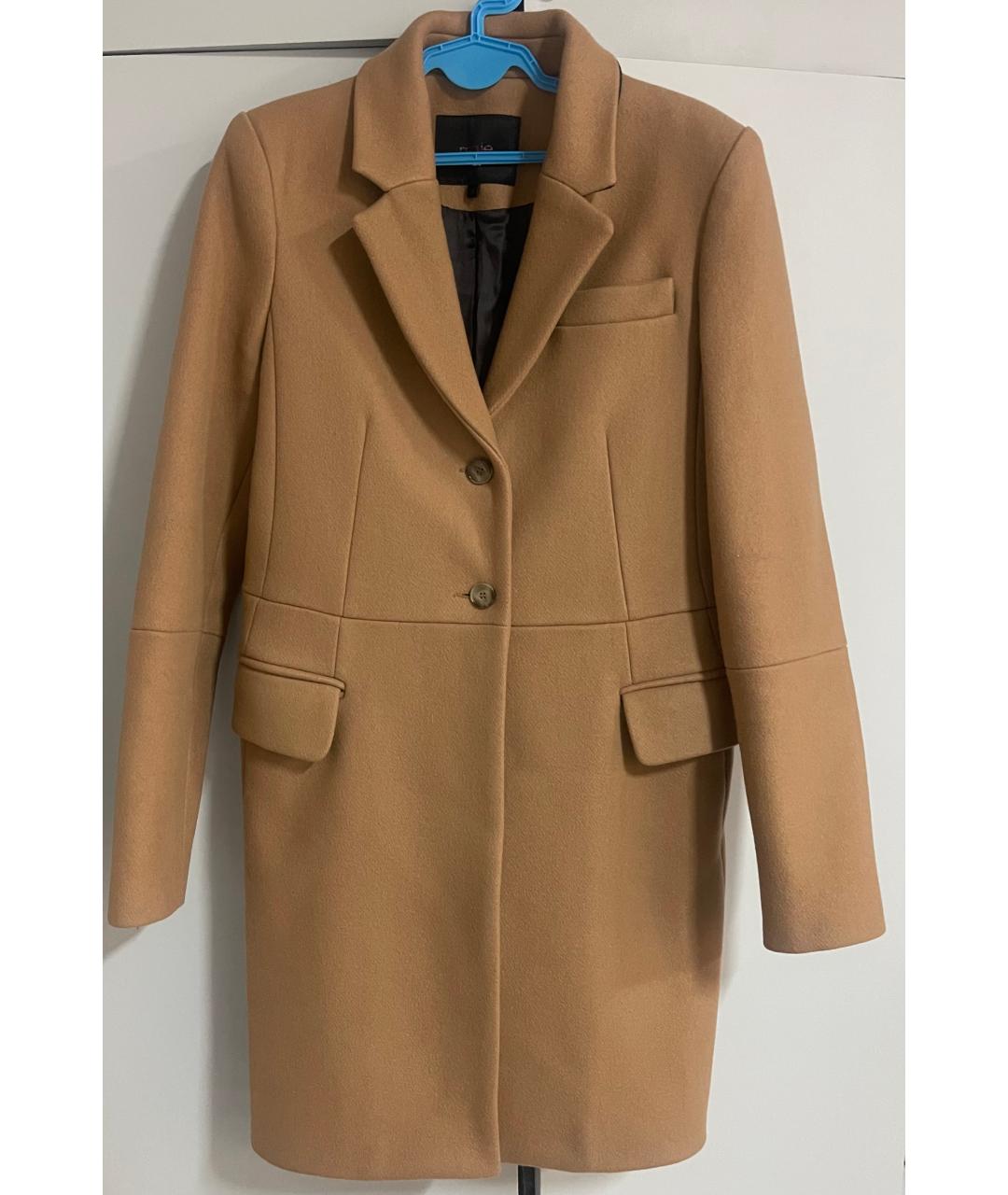 MAJE Коричневое шерстяное пальто, фото 8