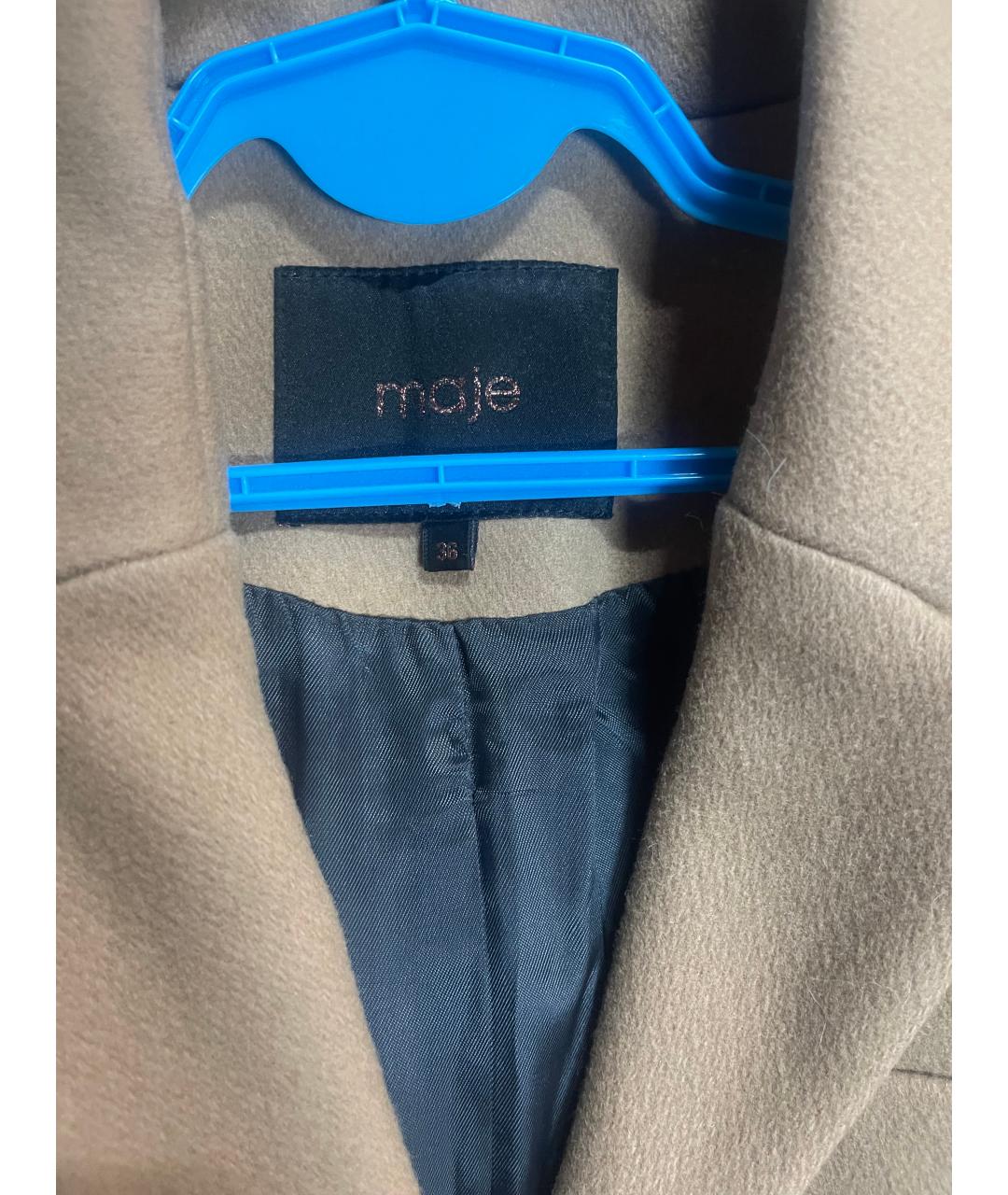 MAJE Коричневое шерстяное пальто, фото 4