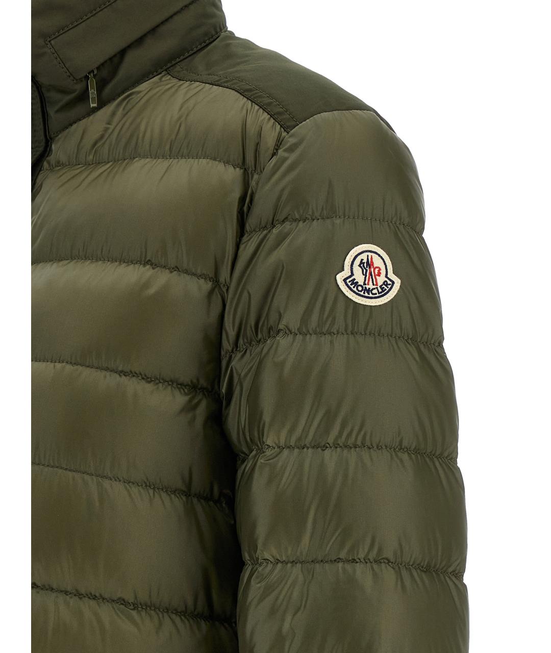 MONCLER Зеленый полиамидовый пуховик, фото 4