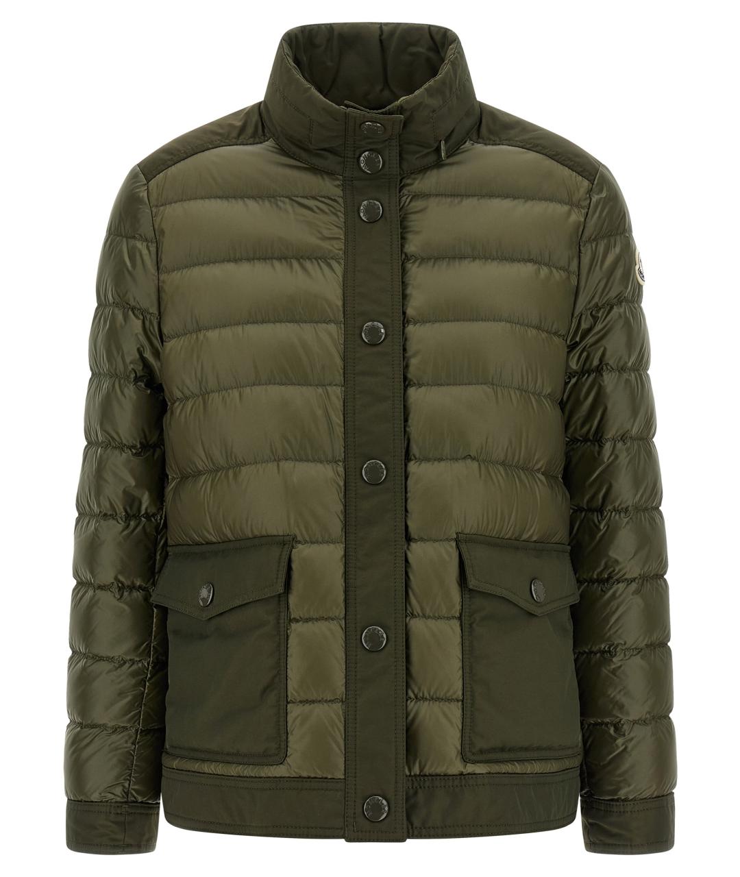 MONCLER Зеленый полиамидовый пуховик, фото 1