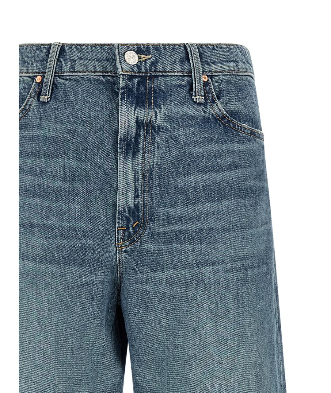 MOTHER Голубые хлопковые прямые джинсы, фото 3