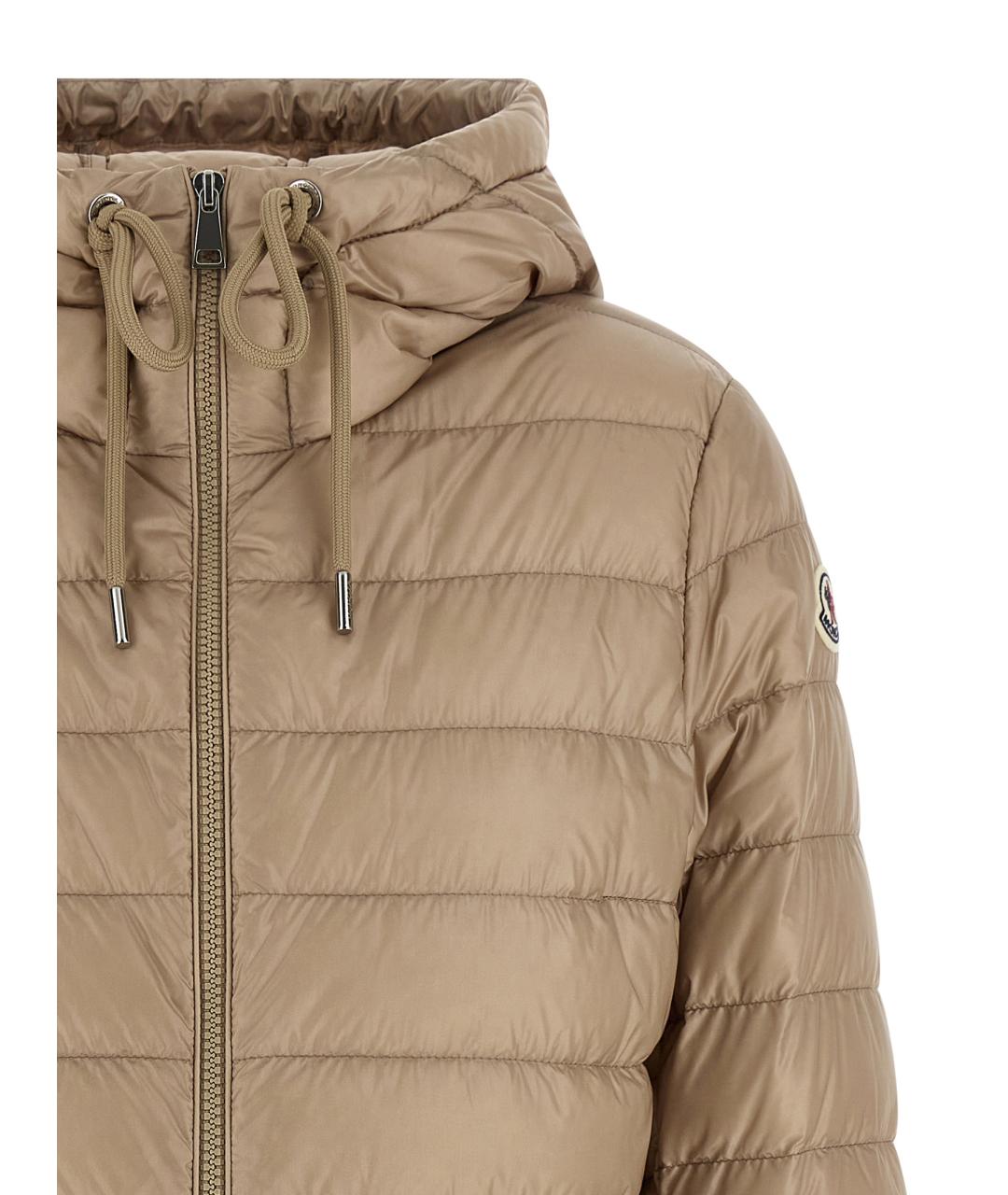 MONCLER Бежевый полиамидовый пуховик, фото 3