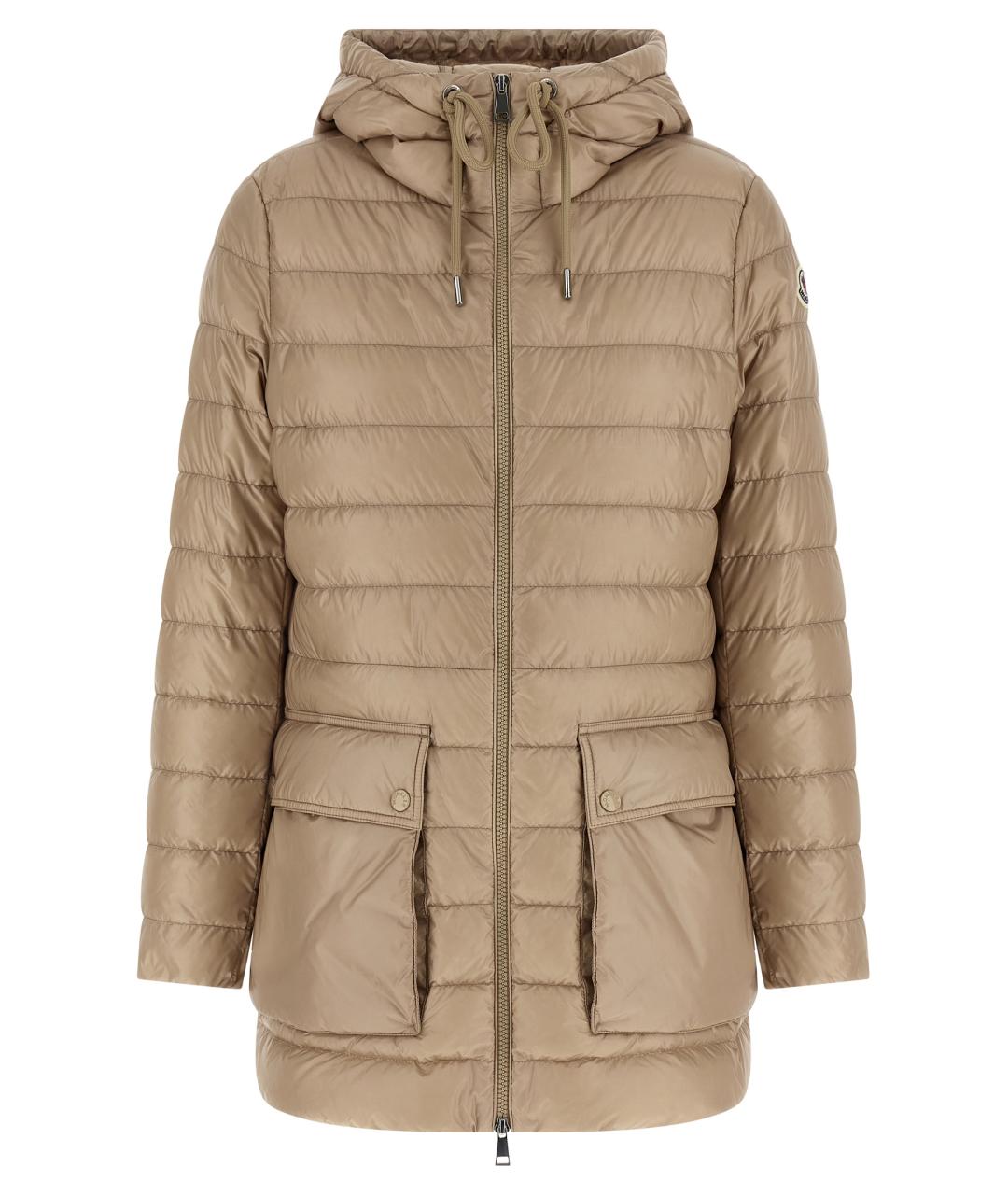 MONCLER Бежевый полиамидовый пуховик, фото 1